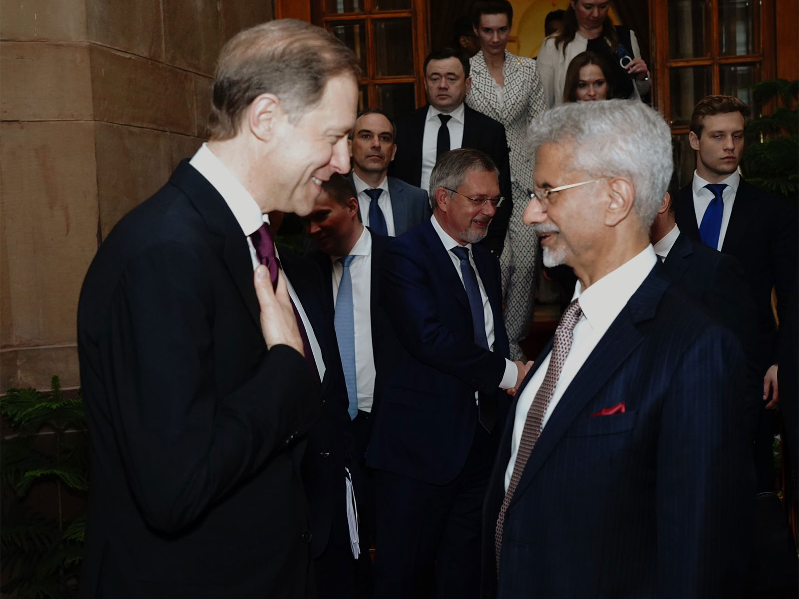 External Affairs Minister S Jaishankar meets Russia’s First Deputy Prime Minister Denis Manturov in New Delhi. (Photo: X/@DrSJaishankar)