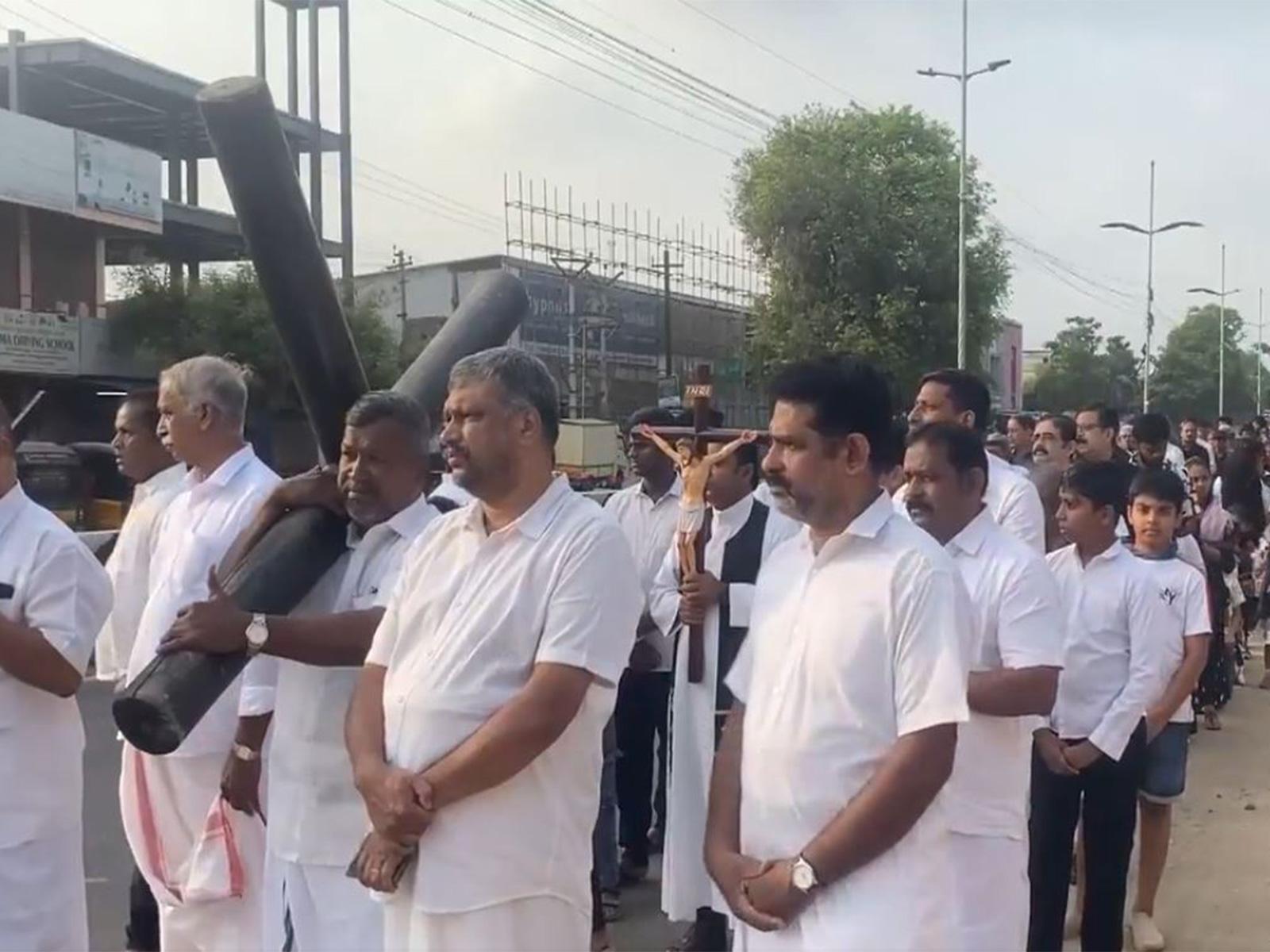 Devotees gather at St. Mark’s Church in Kuniyamuthur, Coimbatore, Tamil Nadu to offer prayers and participate in Good Friday traditions (Photo/ANI)