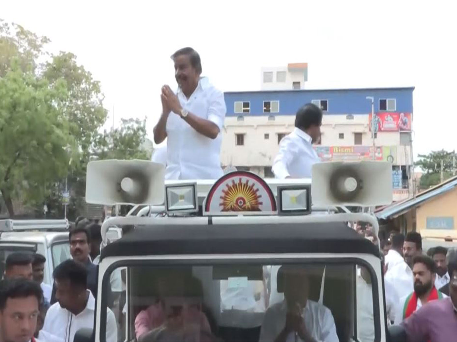 DMK's KN Nehru campaigns in Tiruchirappalli West (Photo/ANI) DMK's KN Nehru campaigns in Tiruchirappalli West (Photo/ANI)