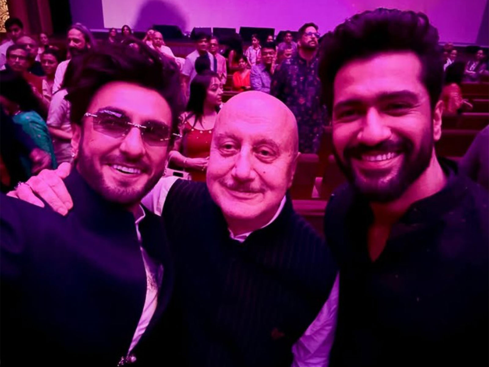 Anupam kher with Ranveer Singh and Vicky Kaushal (Photo/instagram/@anupampkher) Anupam kher with Ranveer Singh and Vicky Kaushal (Photo/instagram/@anupampkher)