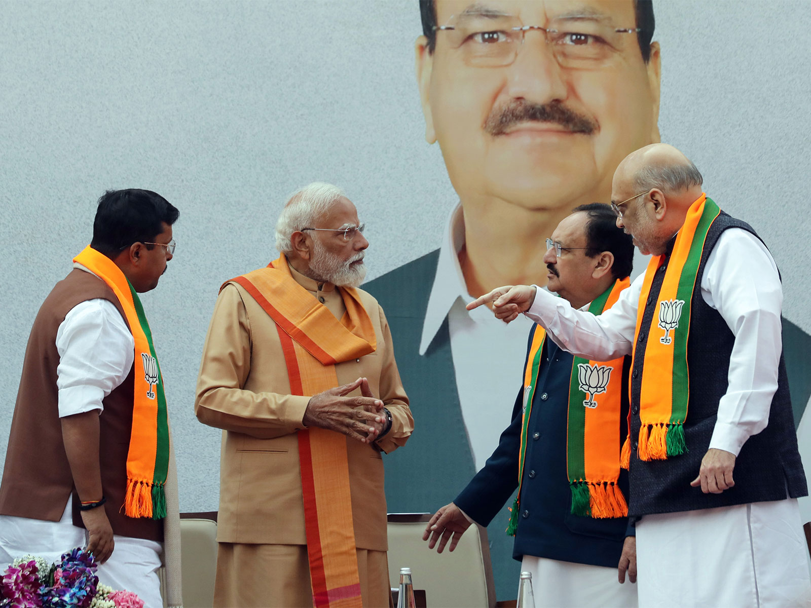 (From left) Nitin Nabin, PM Modi, JP Nadda and Amit Shah (Photo/ANI)