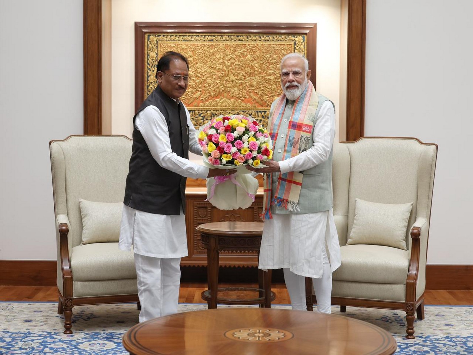 Chhattisgarh CM Vishnu Deo Sai meets Prime Minister Narendra Modi (Photo/CMO) Chhattisgarh CM Vishnu Deo Sai meets Prime Minister Narendra Modi (Photo/CMO)
