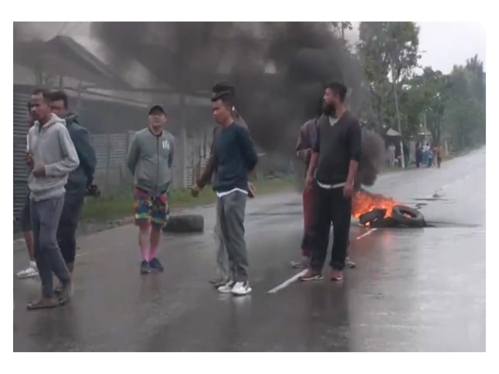 Protest in Bishnupur (Photo/ANI)