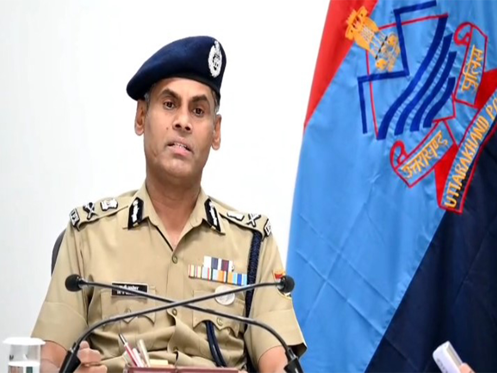 ADG V Murugesan chairing the review meeting with senior police officials in Uttarakhand (Photo/ANI)