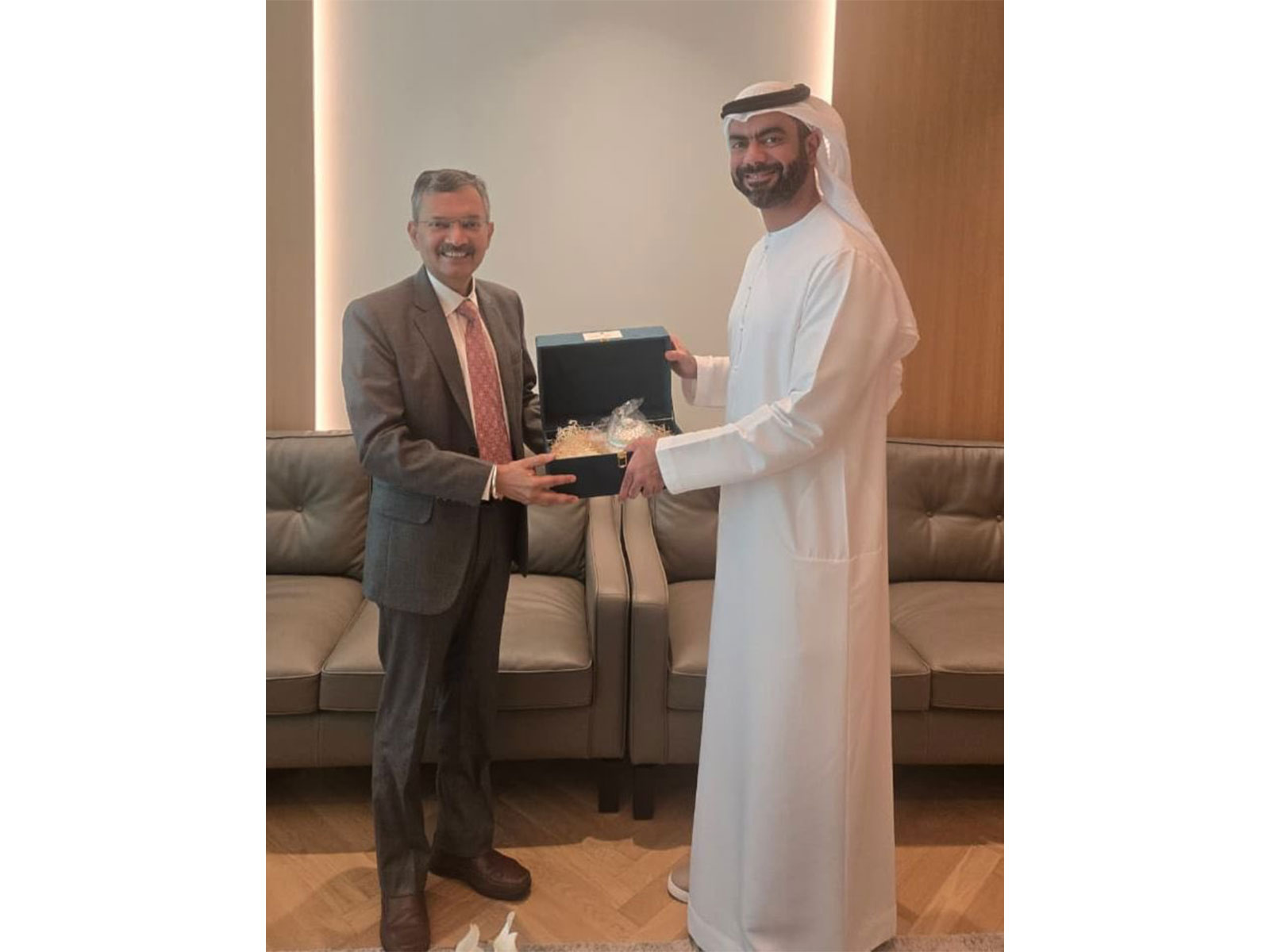 Indian Ambassador Deepak Mittal with Saif Saeed Ghobash (Photo/X@IndembAbuDhabi)