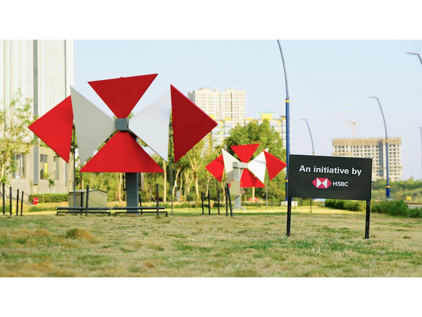A dynamic sculpture of HSBC’s Living Hexagon that moves with the breeze at GIFT City. (Photo/ HSBC)