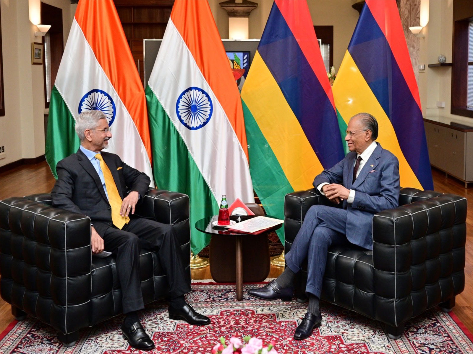 External Affairs Minister S Jaishankar meets Mauritius Prime Minister Navin Ramgoolam (Photo: X/@DrSJaishankar)