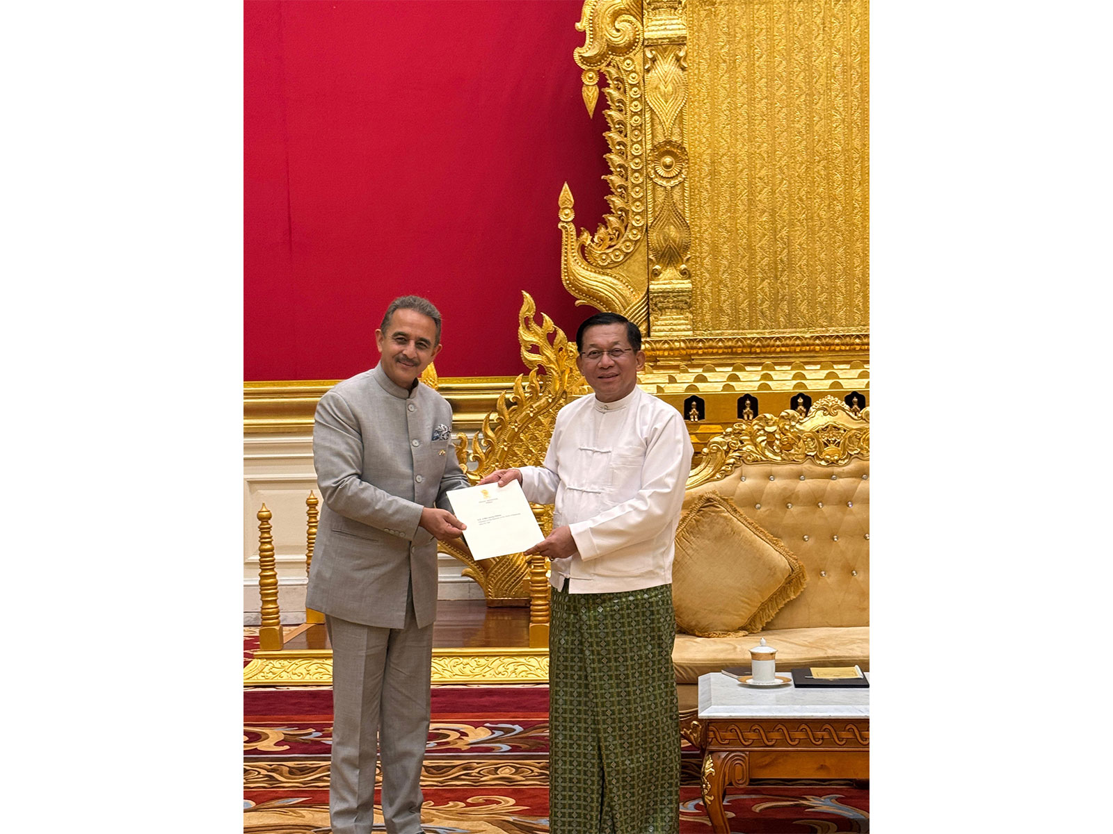 Union Minister of State for External Affairs Kirti Vardhan meets  Myanmar's President Min Aung Hlaing (Photo/X/@KVSinghMPGonda)
