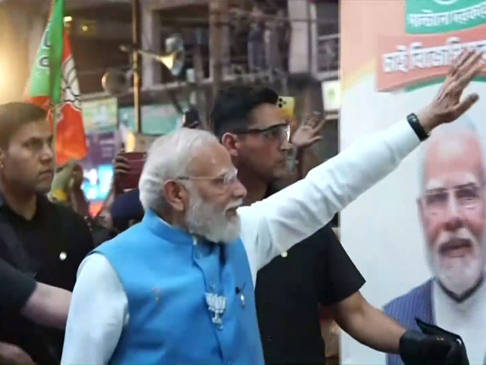 PM Modi during roadshow in Siliguri (Photo/ANI)