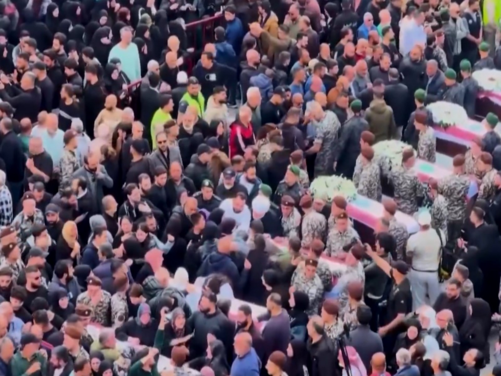 Mourning in Sidon after Israeli strike kills 13 Lebanese security personnel (Photo/Reuters)