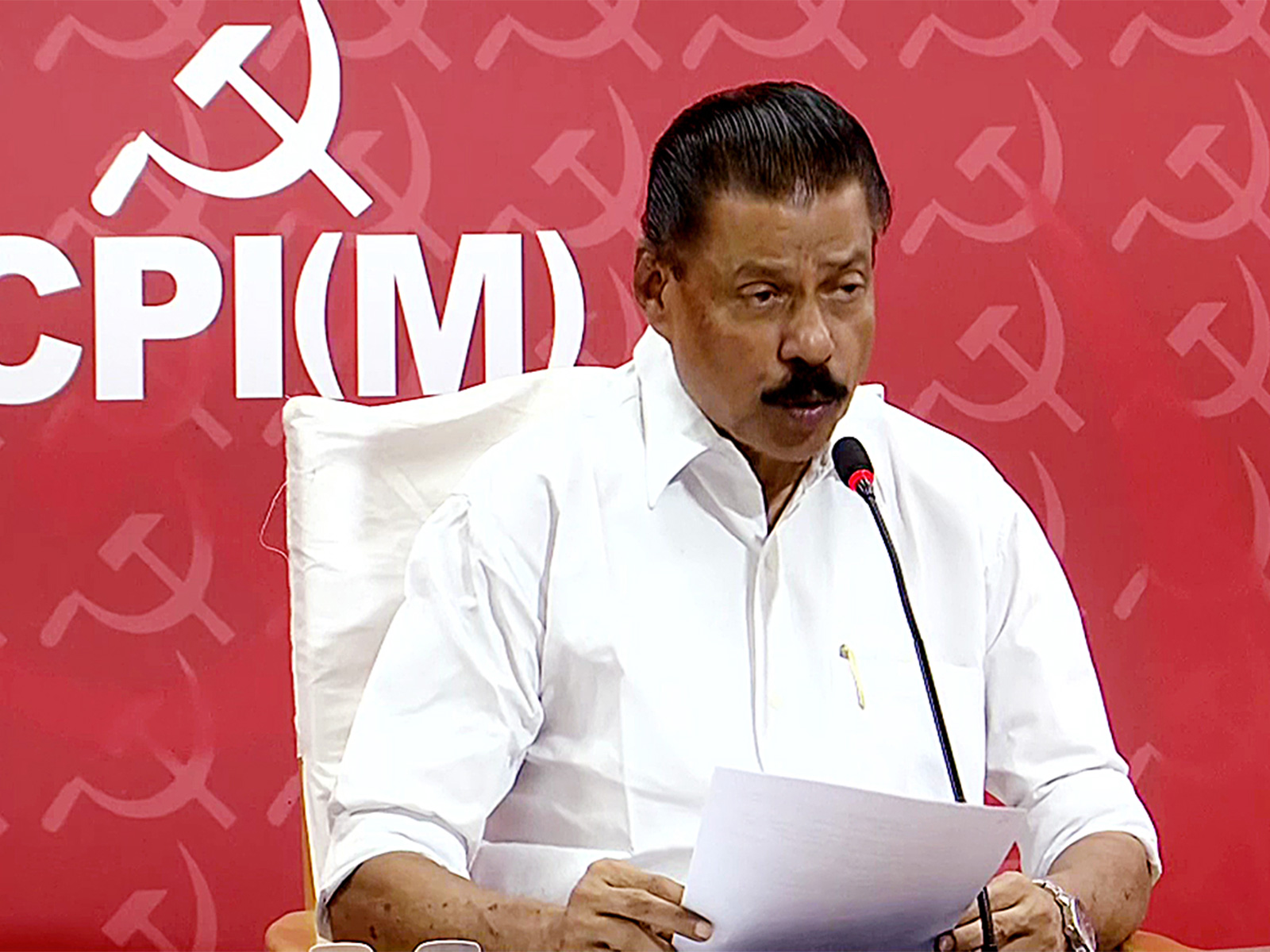 MV Govindan Master speaks to the media (Photo/ANI)