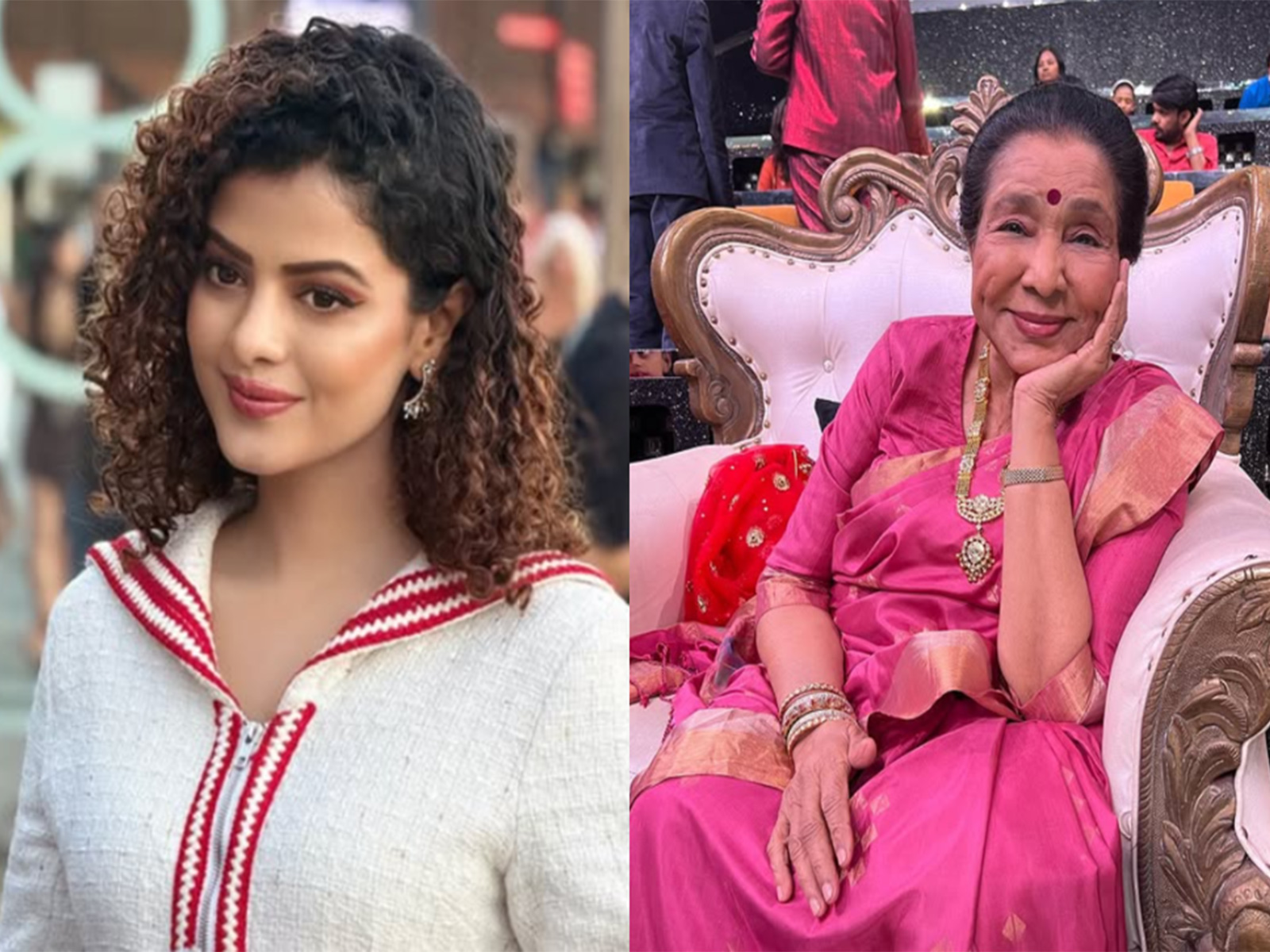 Palak Muchhal (L) Asha Bhosle (R) (Photos/instagram/@palakmuchhal3, @asha.bhosle)
