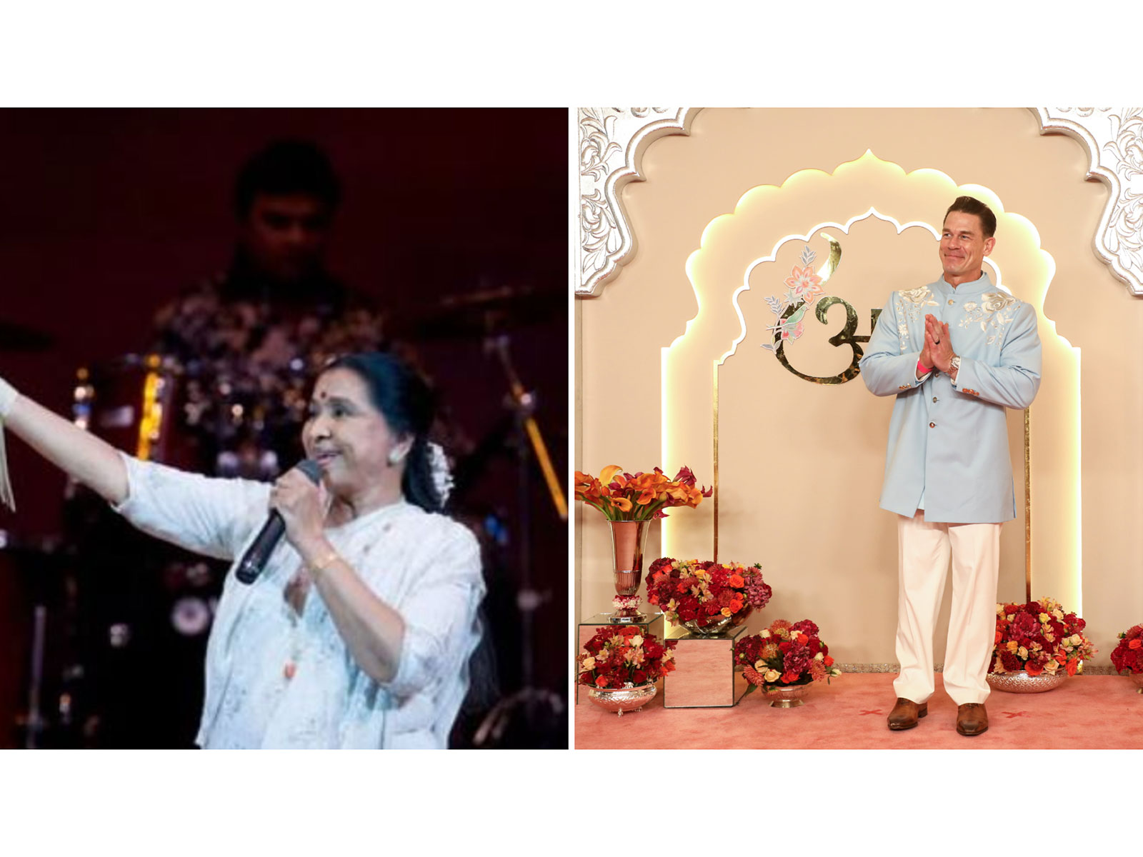 Asha Bhosle (L) John Cena (R) (Photos/instagram/@johncena/ANI) Asha Bhosle (L) John Cena (R) (Photos/instagram/@johncena/ANI)