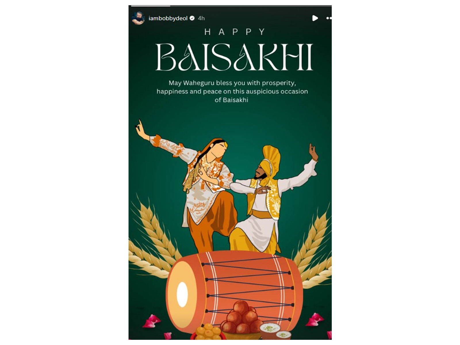 Bobby Deol wishes a Happy Baisakhi (Image source: Instagram@iambobbydeol) Bobby Deol wishes a Happy Baisakhi (Image source: Instagram@iambobbydeol)