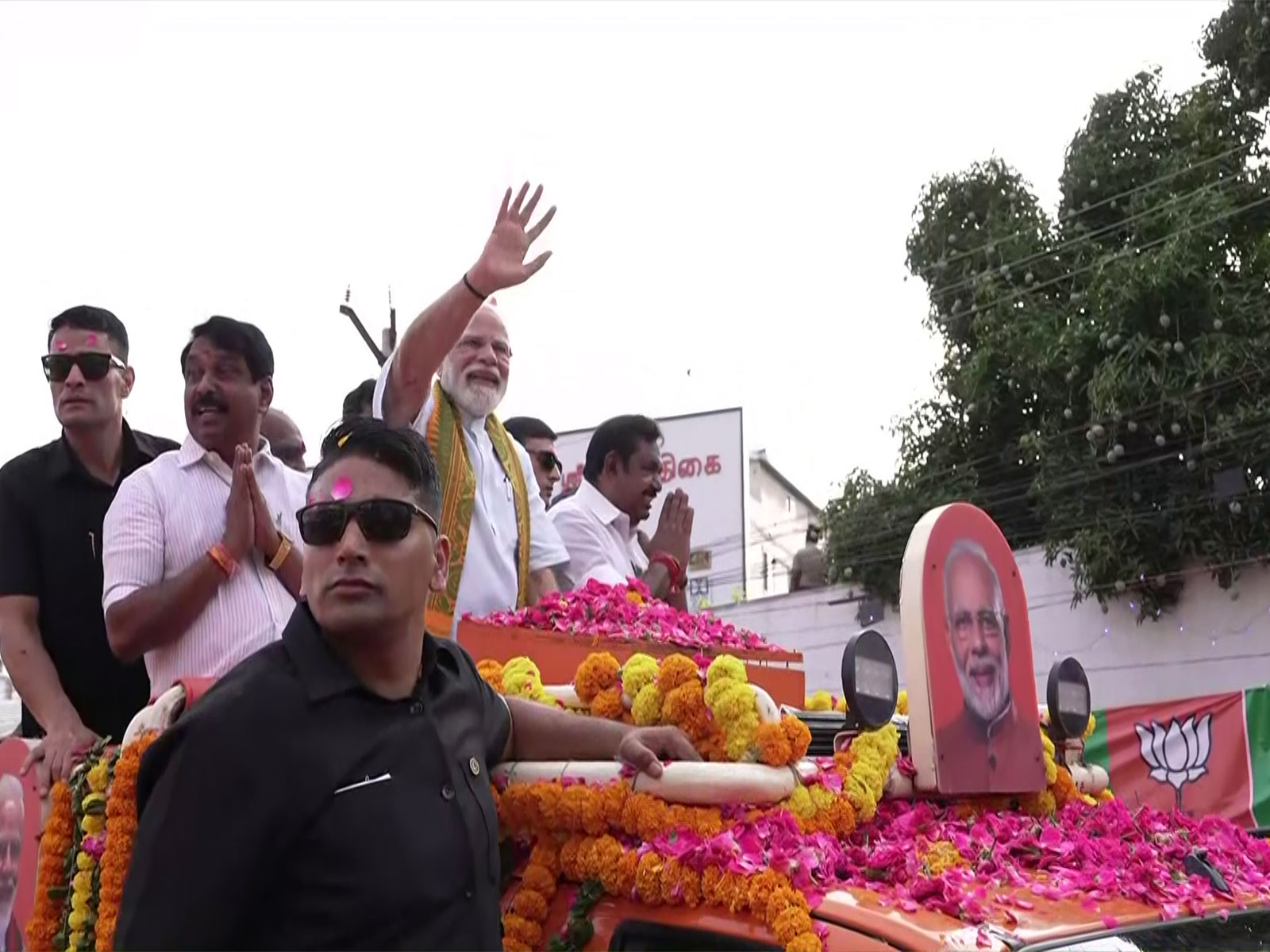 Prime Minister Narendra Modi with Tamil Nadu BJP president Nainar Nagenthran and AIADMK chief Edappadi K. Palaniswami (Photo/ANI)