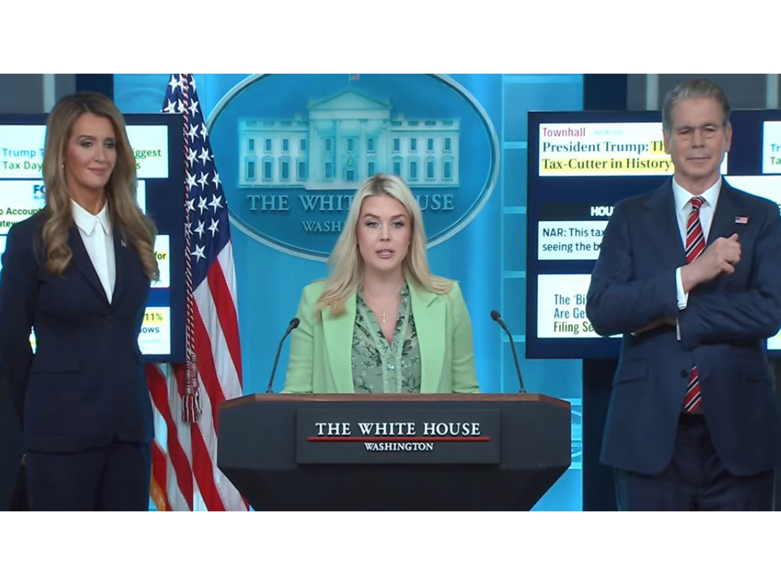 White House Press Secretary Karoline Leavitt with Scott Bessent and Kelly Loeffler (Photo: YouTube/TheWhiteHouse) White House Press Secretary Karoline Leavitt with Scott Bessent and Kelly Loeffler (Photo: YouTube/TheWhiteHouse)