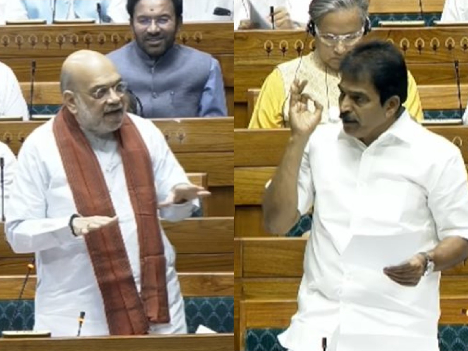 Union Home Minister Amit Shah and Congress MP KC Venugopal (Photo/SansadTV)