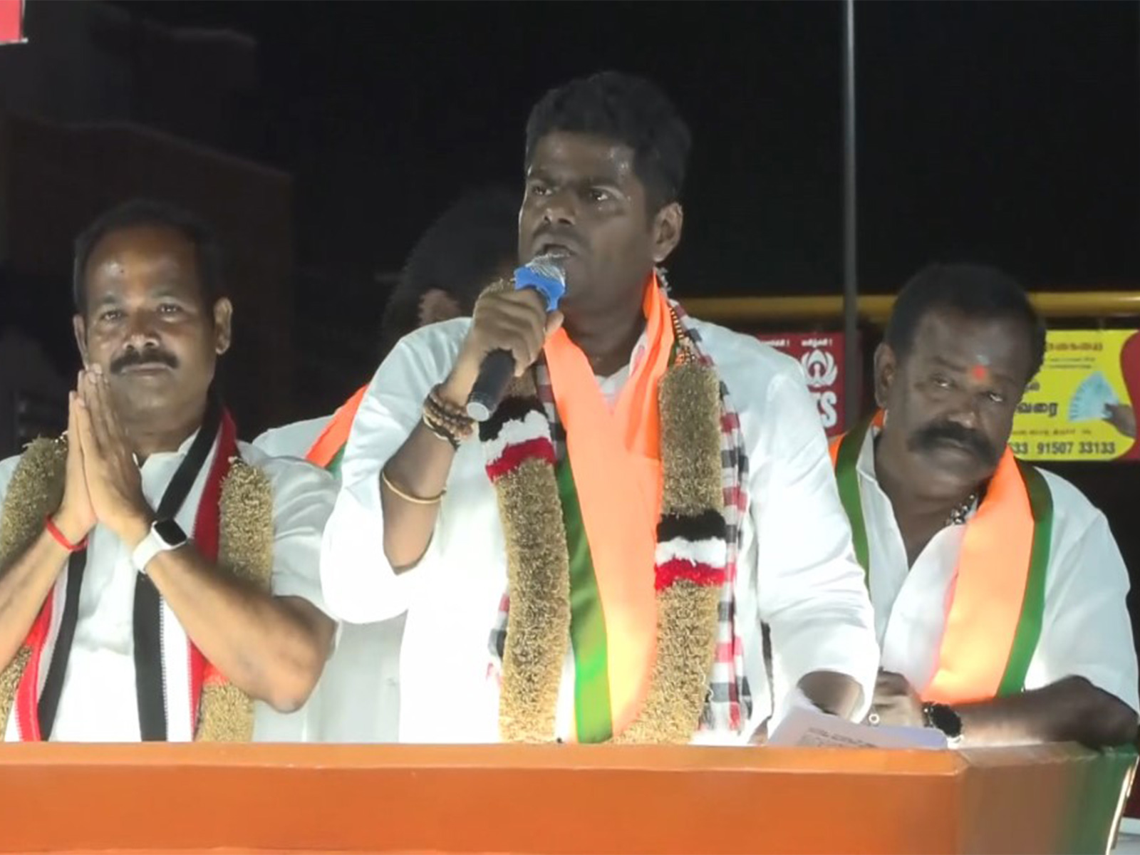 BJP leader K Annamalai campaigning for AIADMK candidate P Kumar (Photo/ANI)