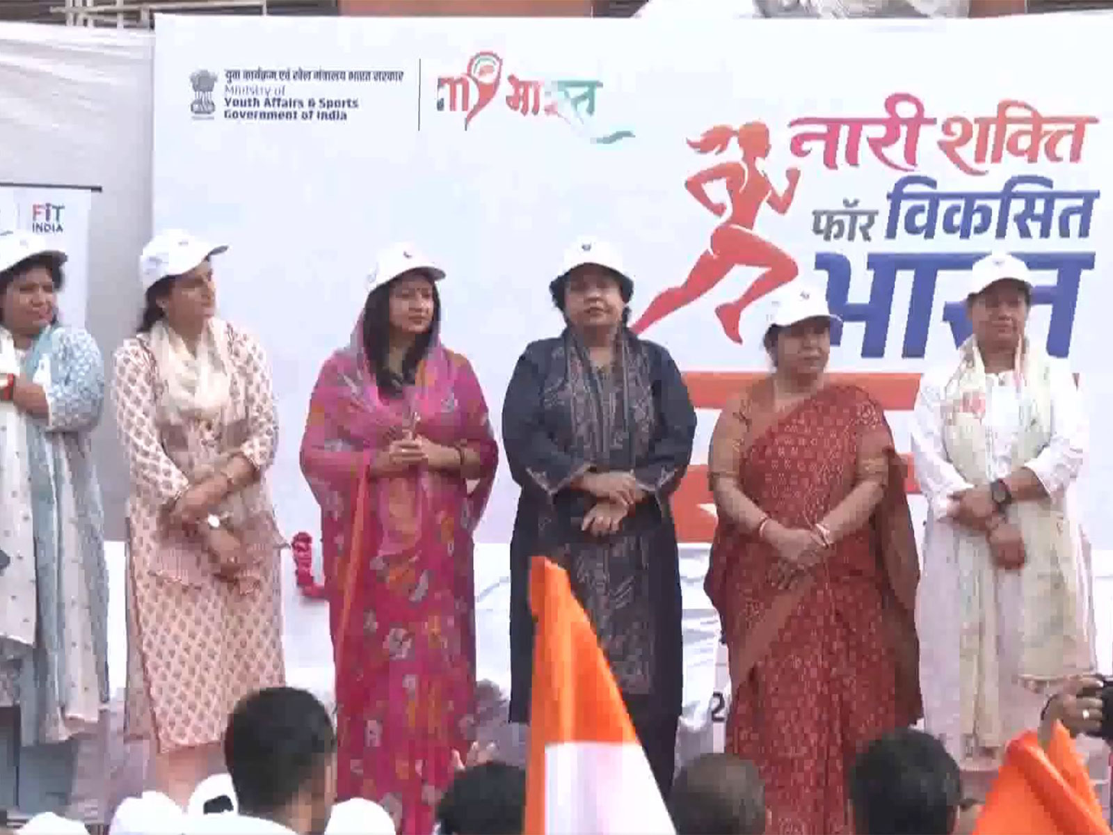 Former BJP MLA Dr. Alka Singh Gurjar and Rajasthan Minister Manju Baghmar flag off ‘Nari Shakti–Viksit Bharat Run’(Photo/ANI)