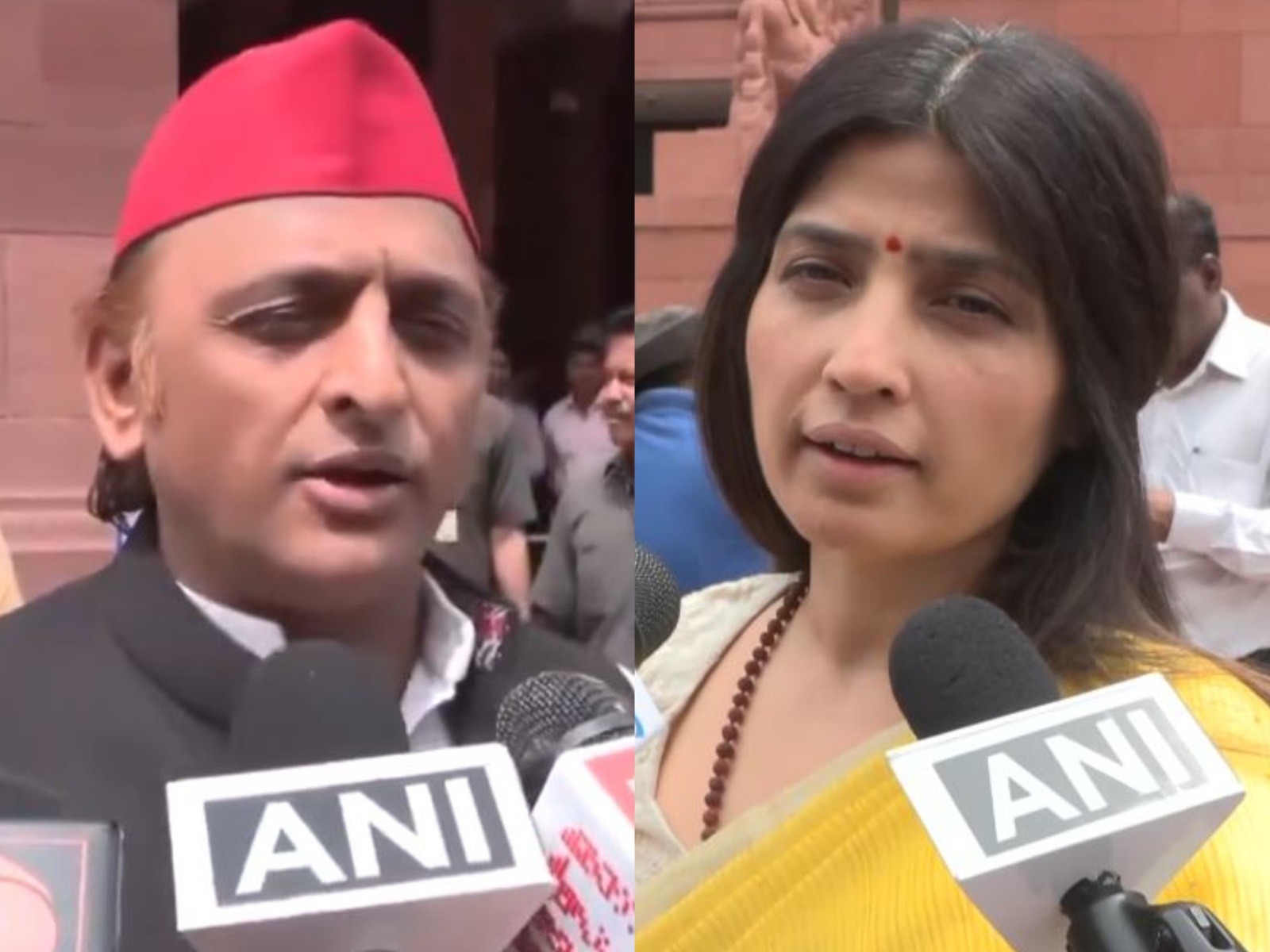Samajwadi Party chief Akhilesh Yadav and MP Dimple Yadav (Photo: ANI)