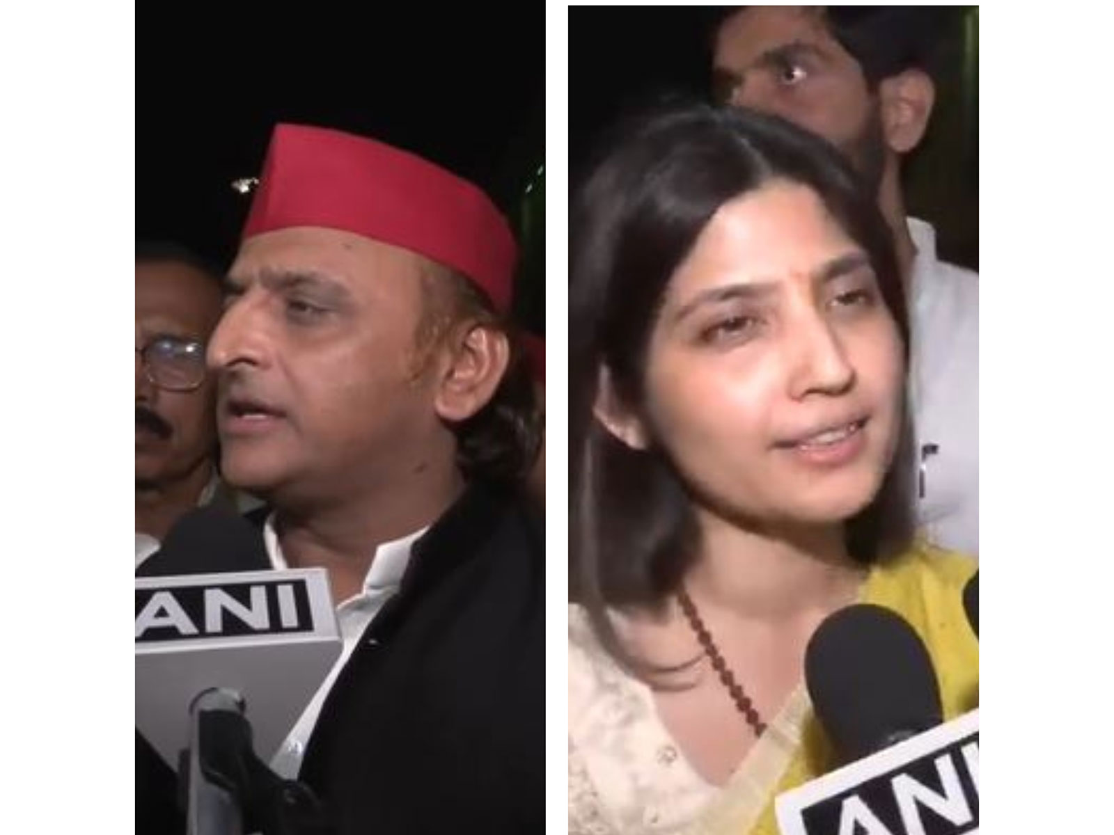 Samajwadi Party MPs Akhilesh Yadav and Dimple Yadav (Photo/ANI)