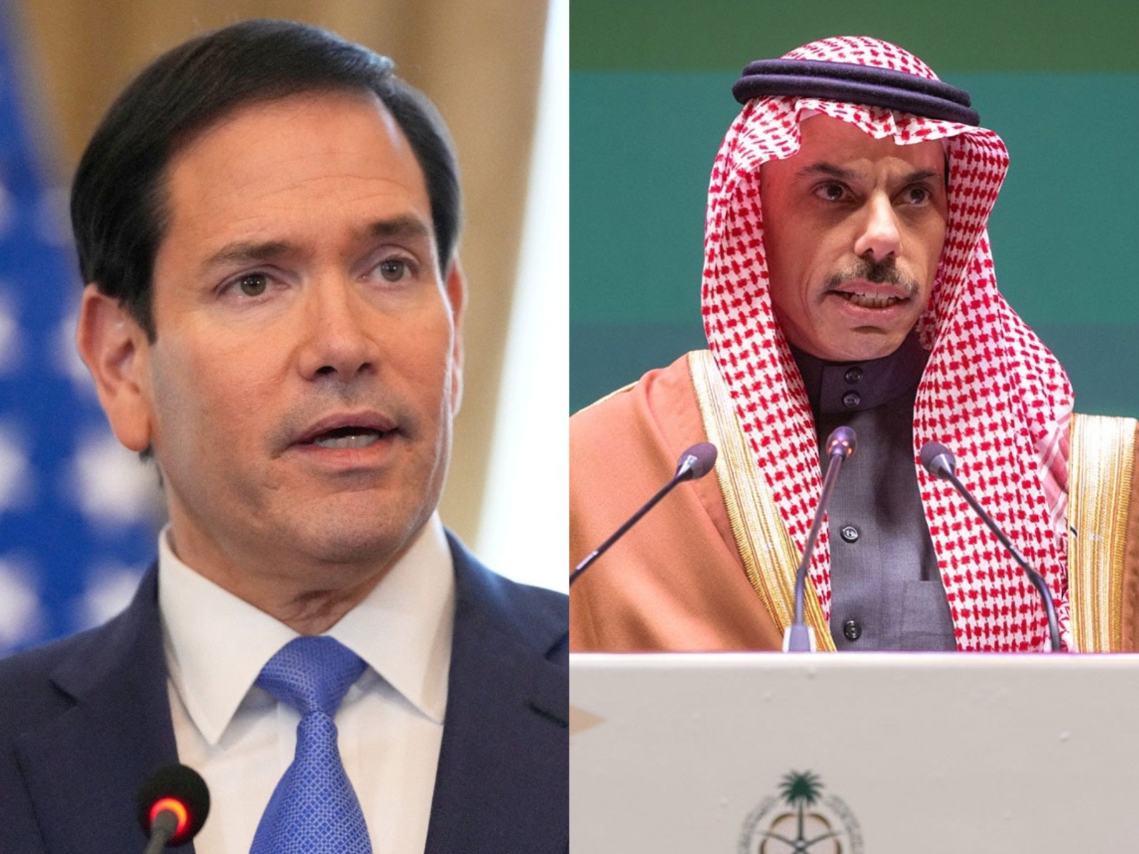 US Secretary of State Marco Rubio (Photo/Reuters) and Saudi Foreign Minister Faisal bin Farhan Al Saud (Photo/ XKSAmofaEN)