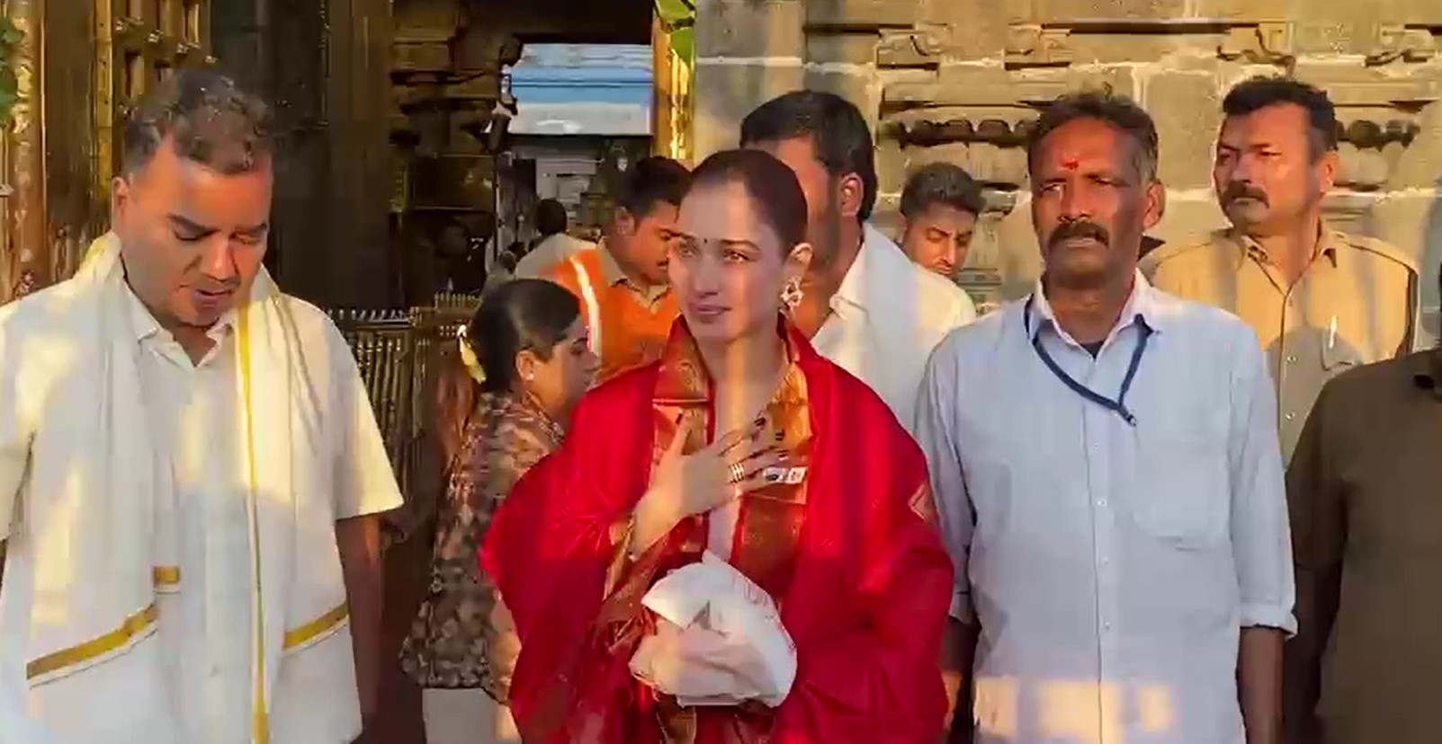 Tamannaah Bhatia offers prayers at Sri Venkateswara Swamy Temple in Tirumala