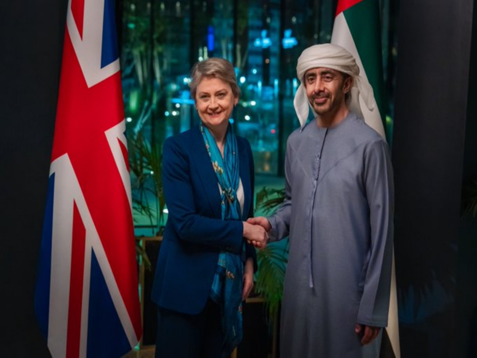 UAE's deputy prime minister and foreign minister, Sheikh Abdullah bin Zayed Al Nahyan with UK Foreign Secretary Yvette Cooper(Photo/X/@OFMUAE) UAE's deputy prime minister and foreign minister, Sheikh Abdullah bin Zayed Al Nahyan with UK Foreign Secretary Yvette Cooper(Photo/X/@OFMUAE)