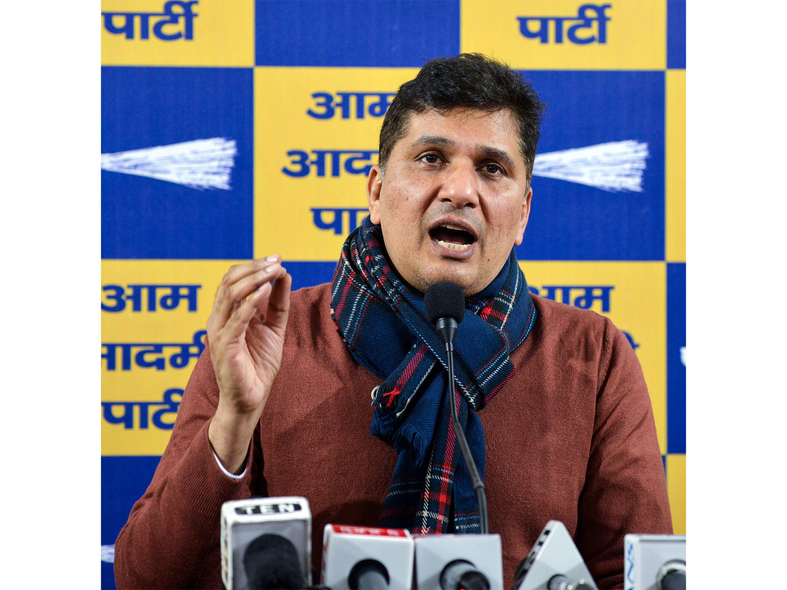 Aam Aadmi Party (AAP)’s Delhi president Saurabh Bharadwaj (Photo/ANI)