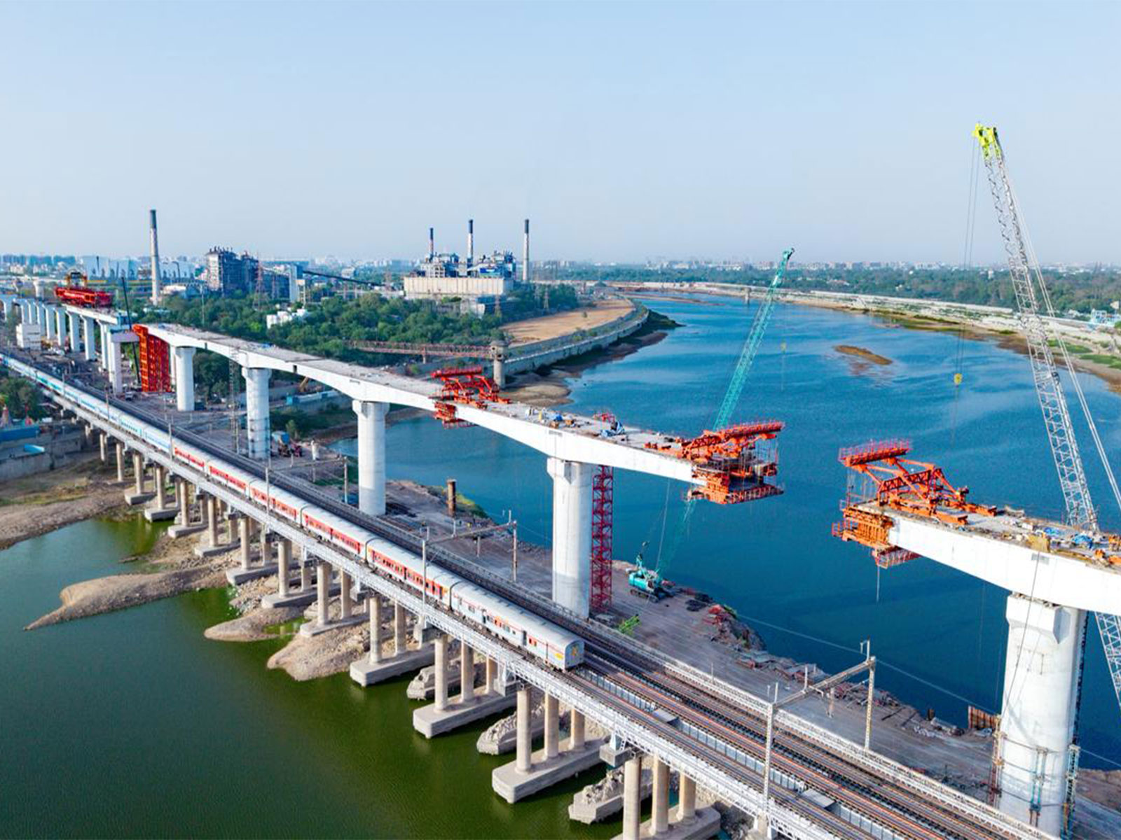Sabarmati bridge for bullet train project progresses steadily in Ahmedabad (Photo: NHSRCL)