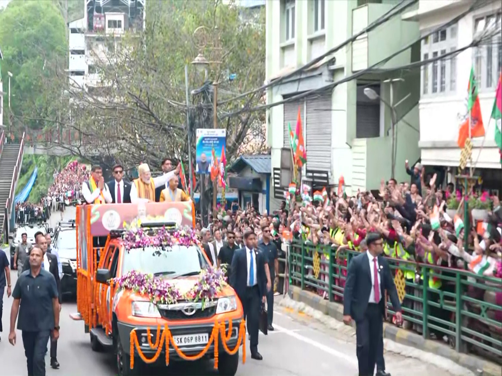 Prime Minister Narendra Modi during the roadshow  (Photo/DD News)