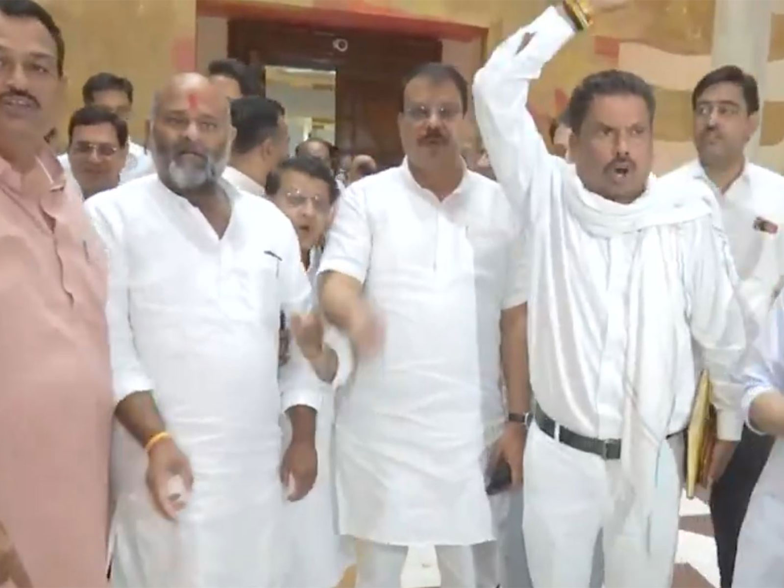 Opposition MLAs staged a walkout during a special session of the Madhya Pradesh Legislative Assembly on Monday (Photo/ANI)
