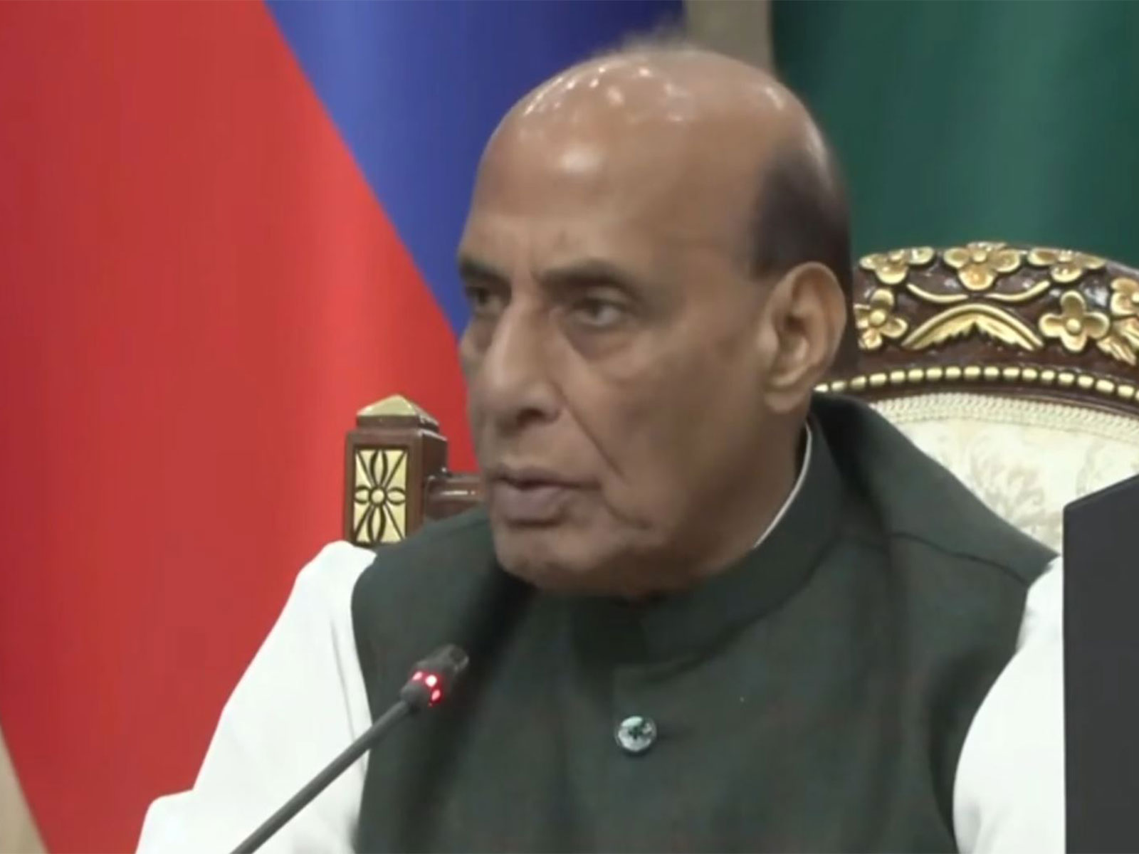 Rajnath Singh addresses the SCO Defence Ministers’ Meeting in Bishkek, warning that terror epicentres are no longer immune to punishment. (Photo: X//rajnathsingh)