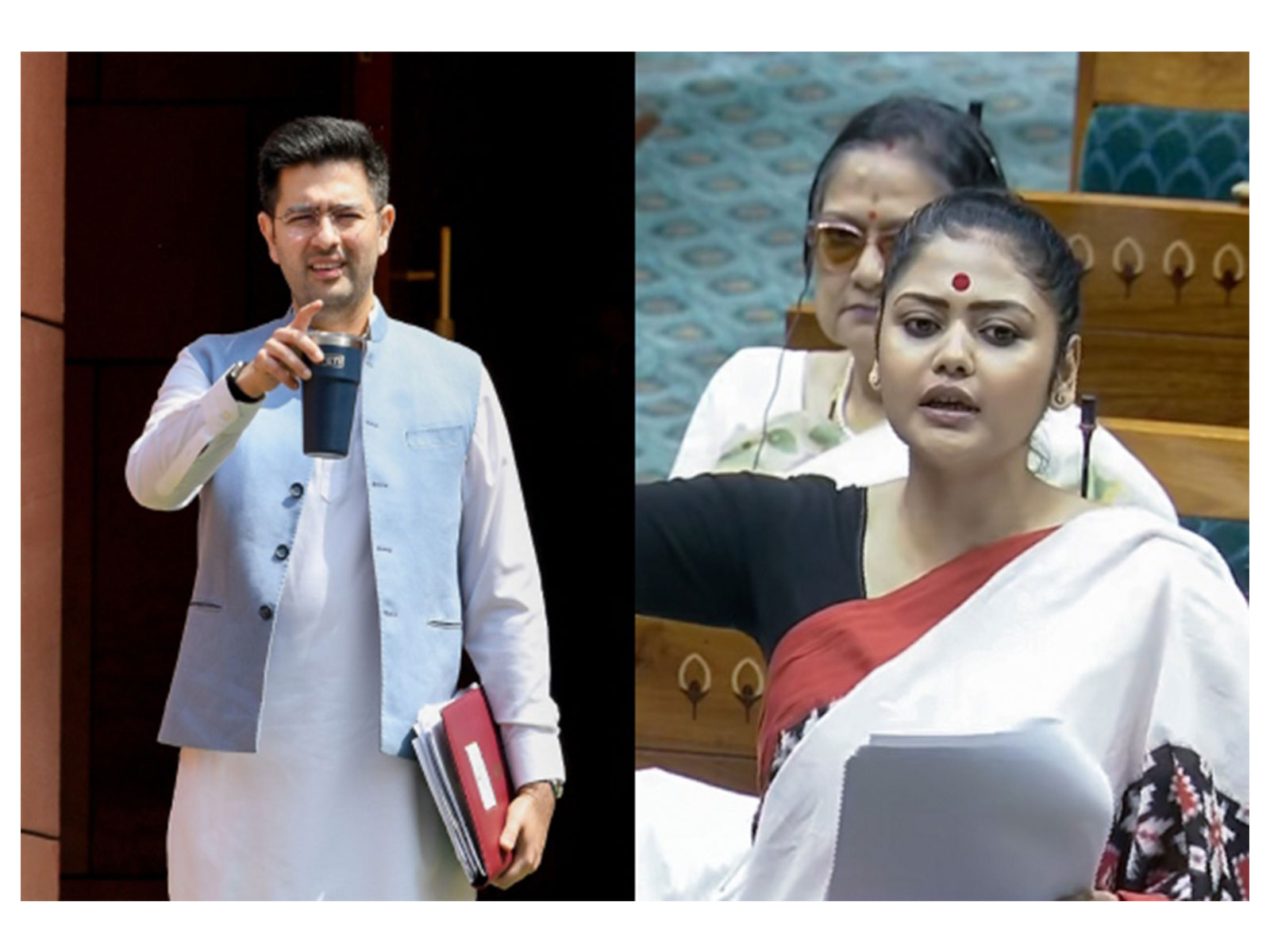 Rajya Sabha MP Raghav Chadha and TMC MP Saayoni Ghosh (Photo/ANI)