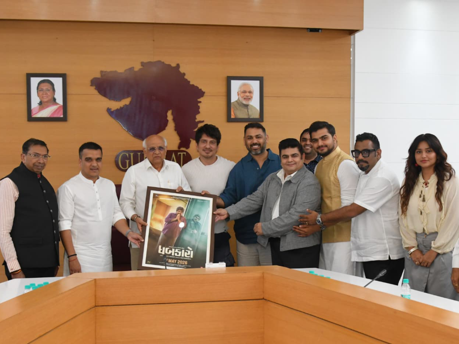 Sajid Nadiadwala and team with Gujarat CM  Bhupendra Patel (Photo/Film's team)