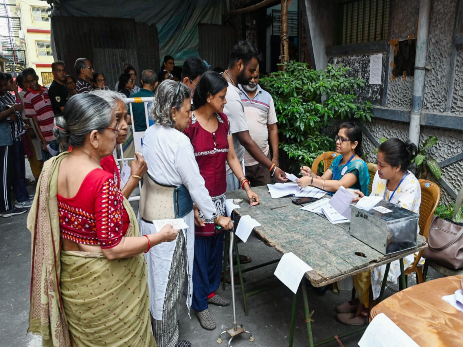 Visual from second phase of polling for West Bengal assembly elections (Photo/ANI)