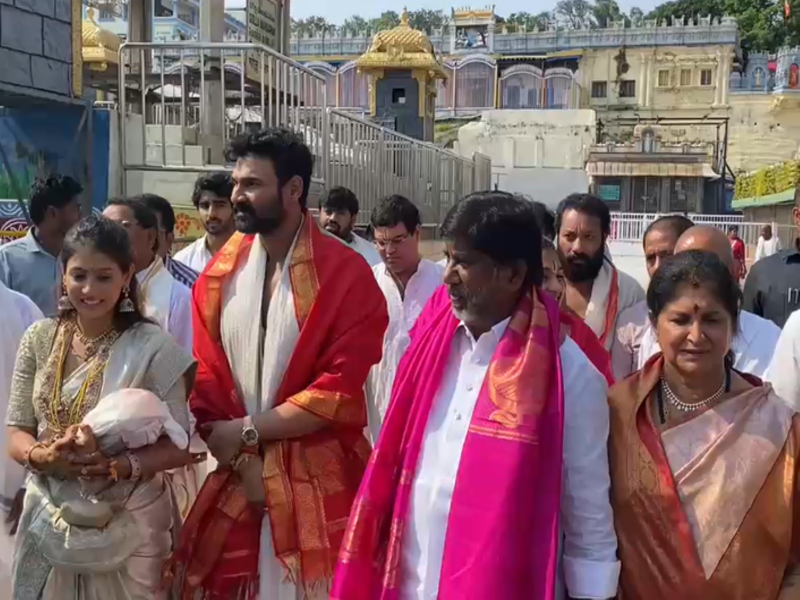Newlyweds Bellamkonda Sai Sreenivas, Kavya Reddy offer prayers at Tirumala temple