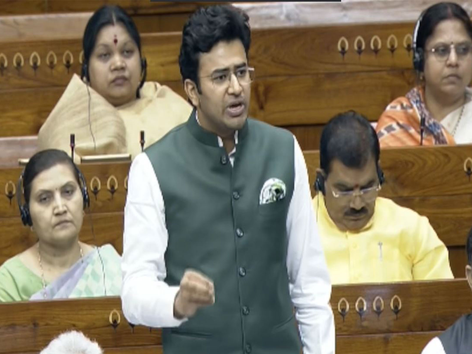 BJP MP Tejasvi Surya (Photo/SansadTV)