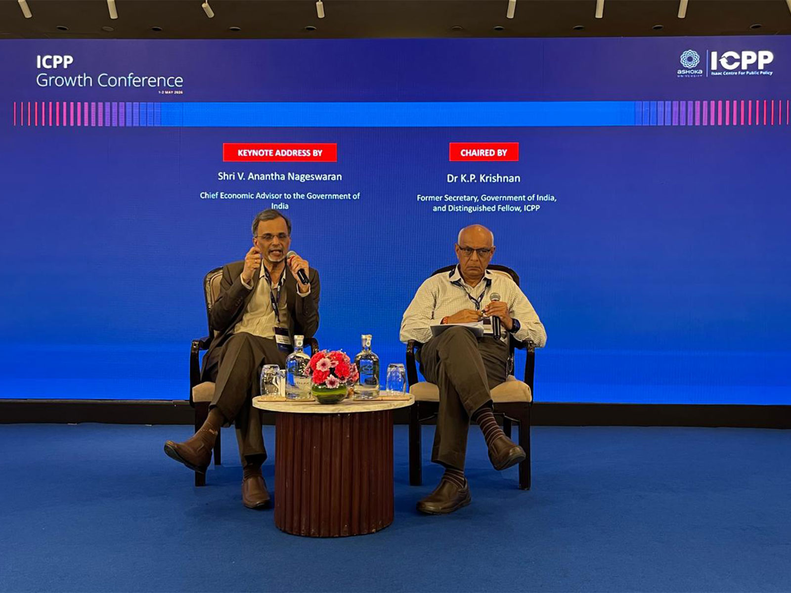 Keynote Address by V Anantha Nageswaran, Chief Economic Advisor to the Government of India, chaired by Dr KP Krishnan, Former Secretary to the Government of India, and Distinguished Fellow, ICPP (Photo/ANI)