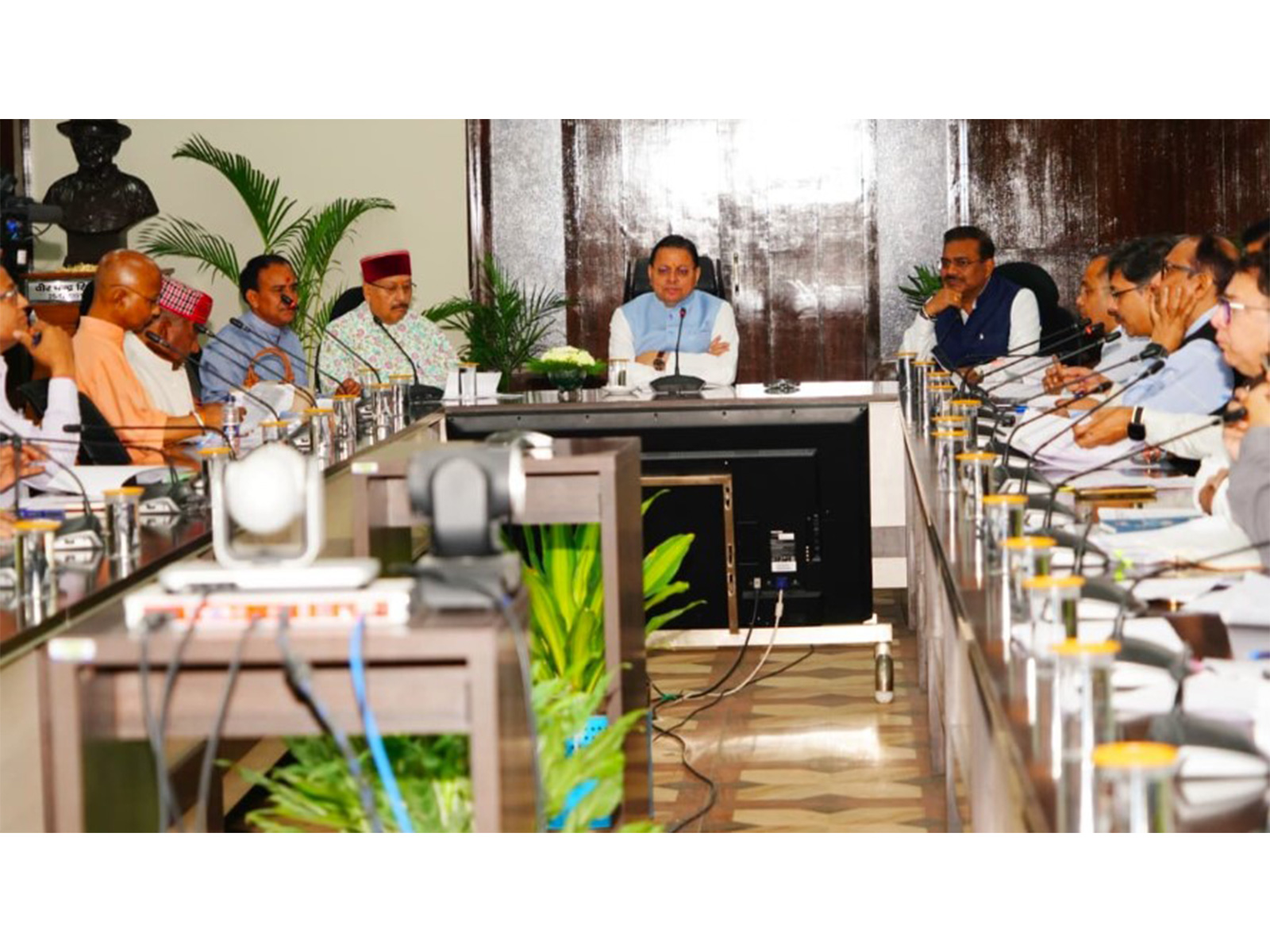 Uttarakhand CM chairing a meeting (Photo/ANI)