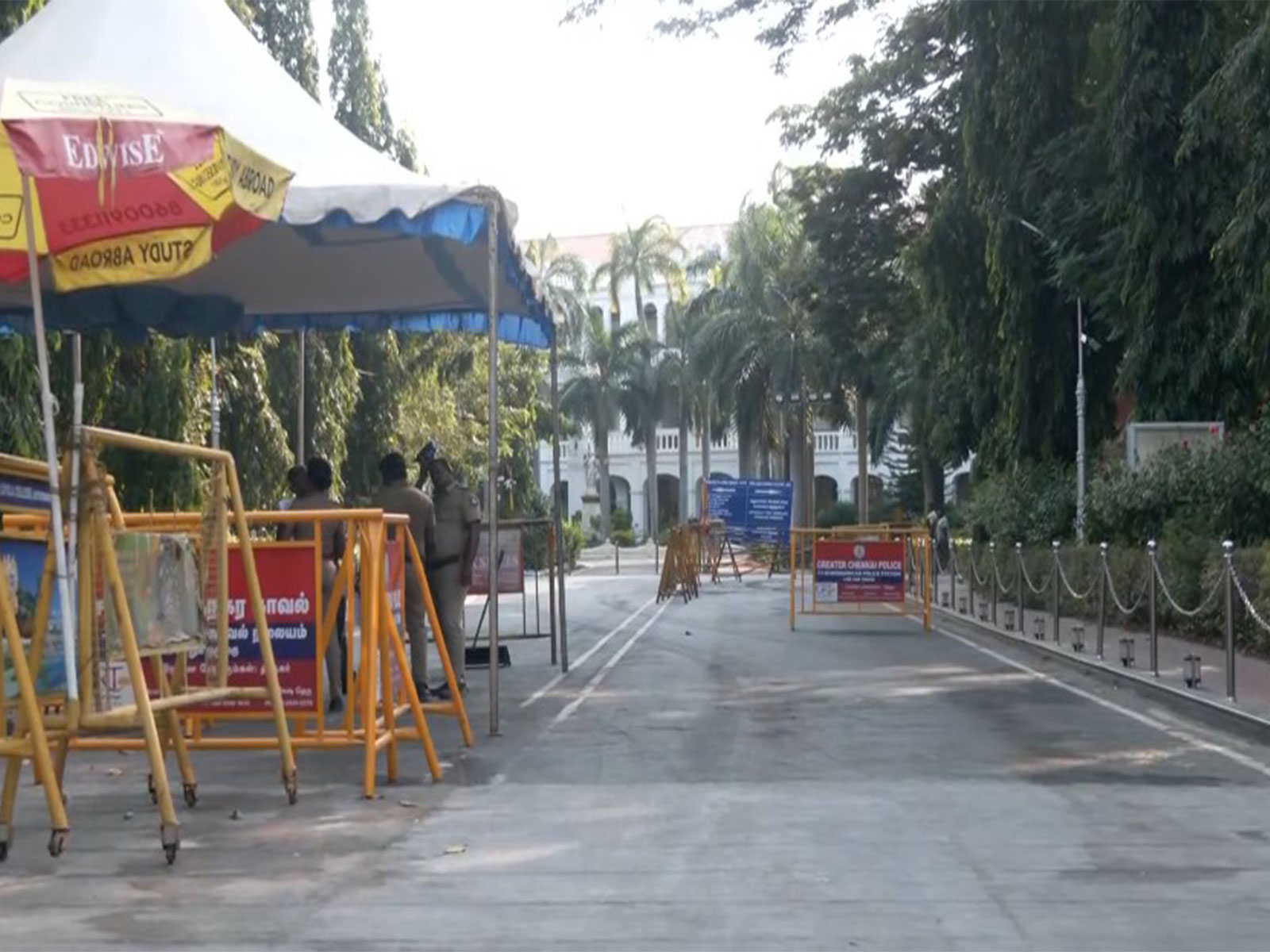 Security arrangements at vote-counting centre, Loyola College (Photo/ANI)