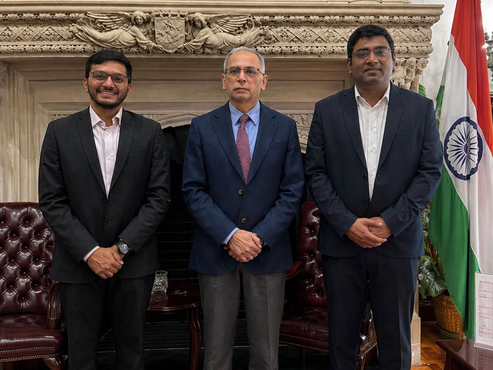 Ambassador Vinay Mohan Kwatra with GalaxEye cofounders Suyash Singh and Pranit Mehta (Photo/ X@AmbVMKwatra) Ambassador Vinay Mohan Kwatra with GalaxEye cofounders Suyash Singh and Pranit Mehta (Photo/ X@AmbVMKwatra)