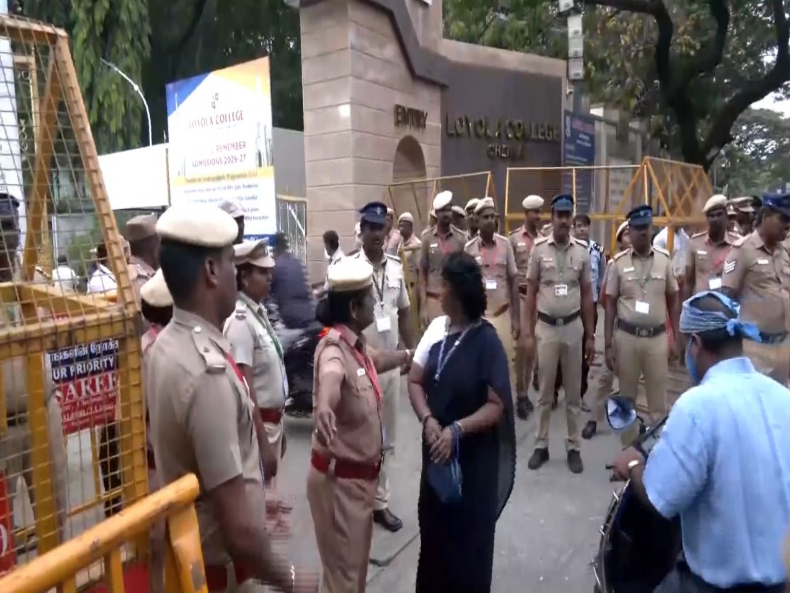 Heavy security outside Chennai's Loyola college ahead of cote count (Photo/ANI)