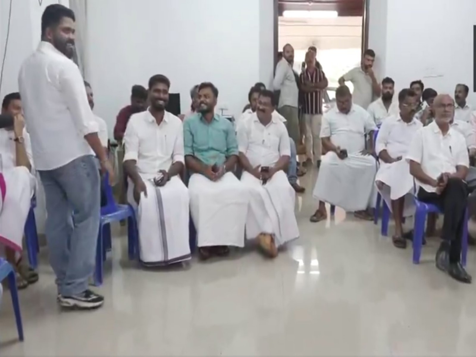 Congress workers track vote counting at party office in Thiruvananthapuram (Photo/ANI)