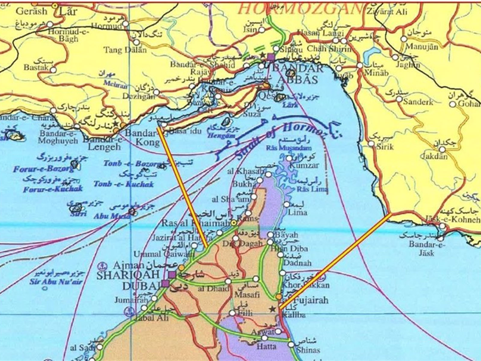   Map showcasing new maritime control zone in Strait of Hormuz (Photo/ Iranian state media)
