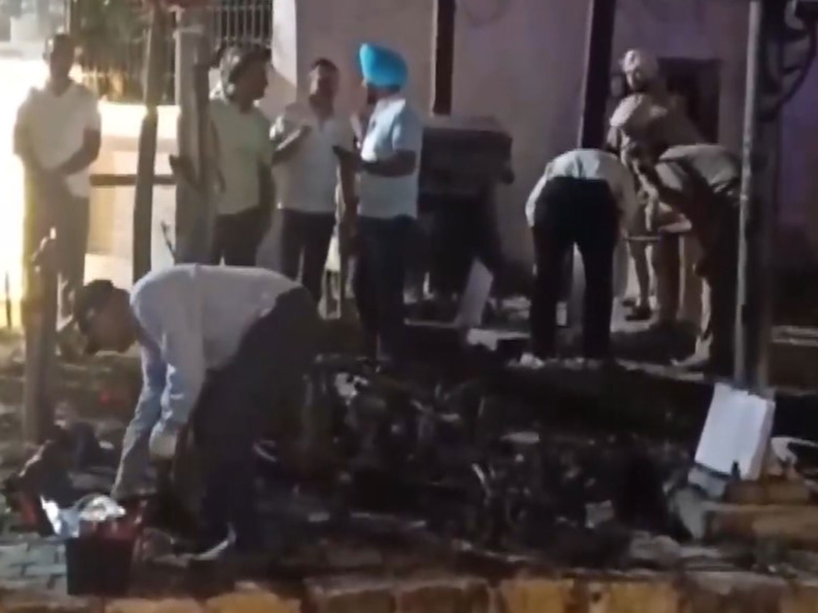 Scooty caught fire near the BSF Chowk (Photo/ANI) Scooty caught fire near the BSF Chowk (Photo/ANI)