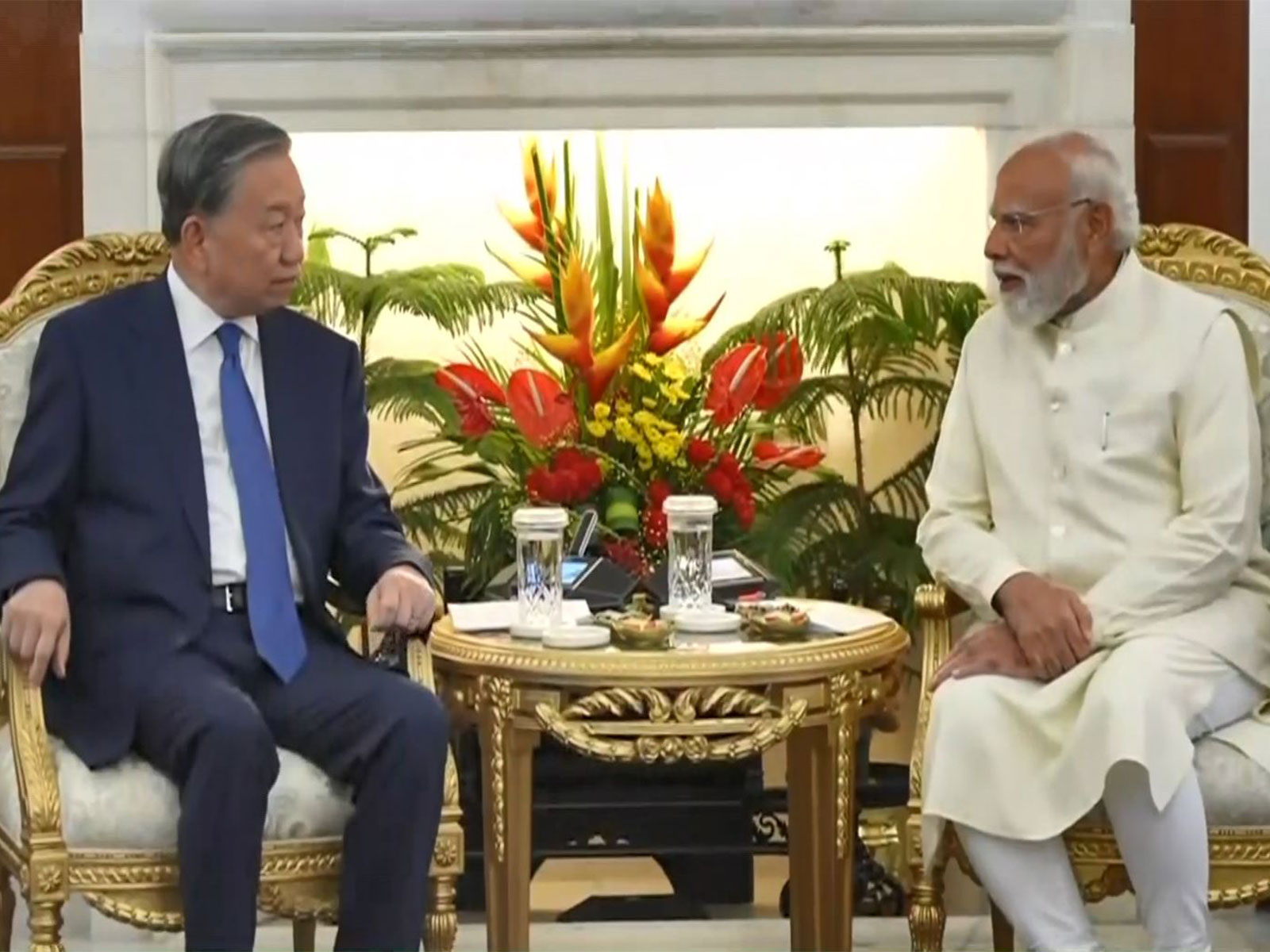 Prime Minister Narendra Modi holds bilateral talks with Vietnamese President To Lam at Hyderabad House. (Photo/ANI)