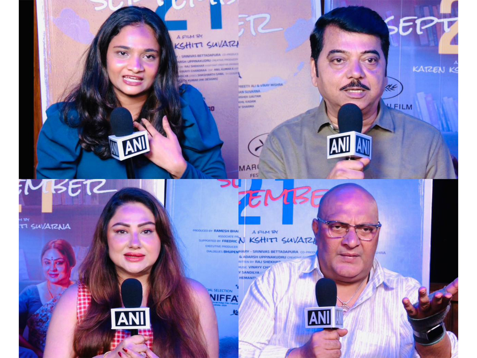 'September 21' director Karen Kshiti Suvarna, cast members Priyanka Upendra, Amit Behl, Pravin Singh Sisodia (Photo/ANI)