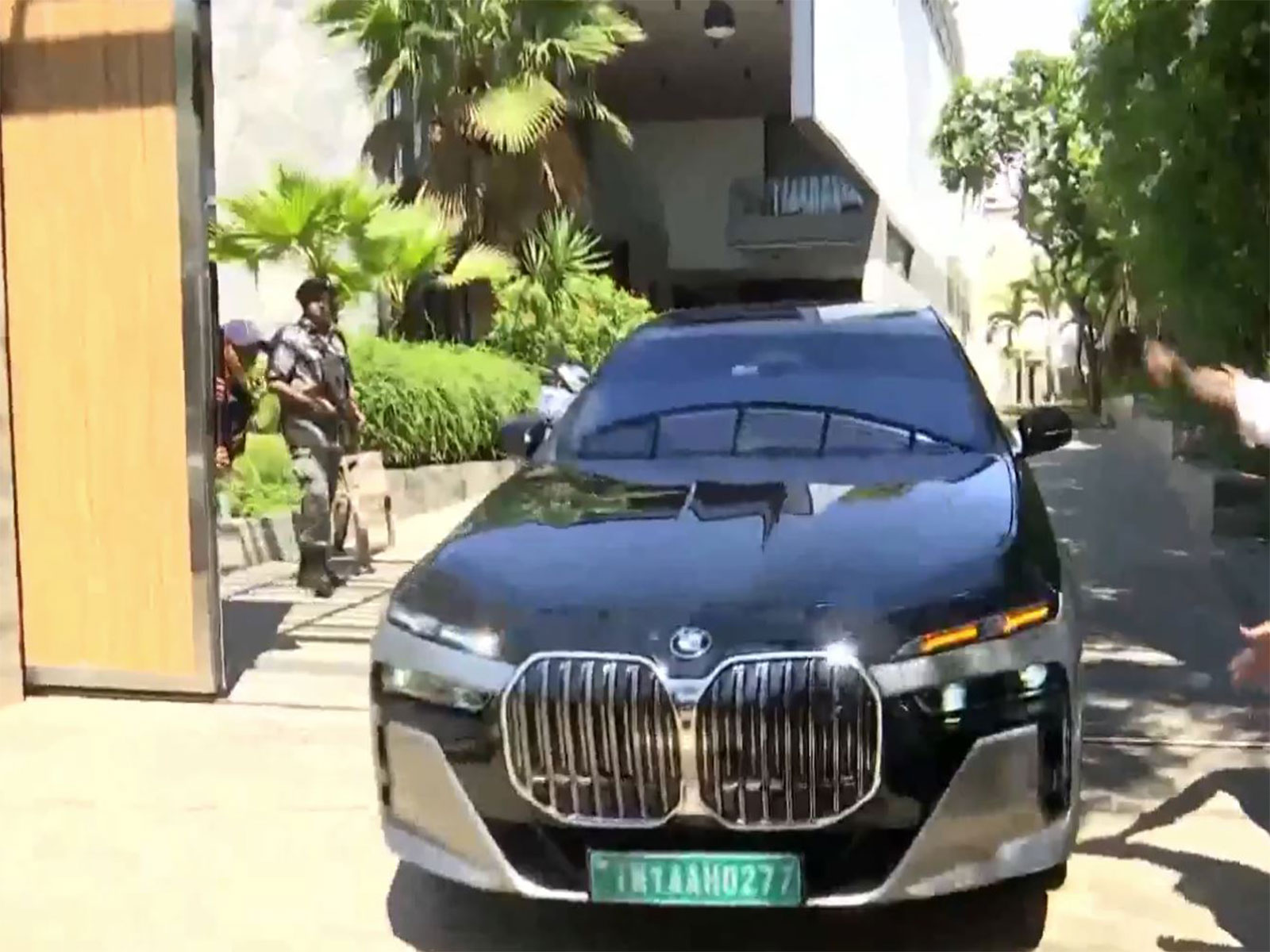 Tamilaga Vettri Kazhagam chief Vijay leaves his residence to meet Governor (Photo/ANI)