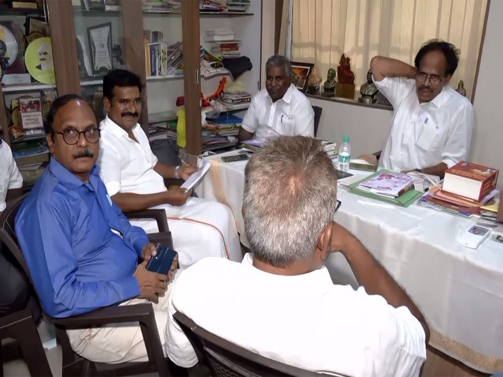 TVK leaders meet CPI leaders in efforts to gain support for governemtn formation in Tamil Nadu (Photo/ANI) TVK leaders meet CPI leaders in efforts to gain support for governemtn formation in Tamil Nadu (Photo/ANI)